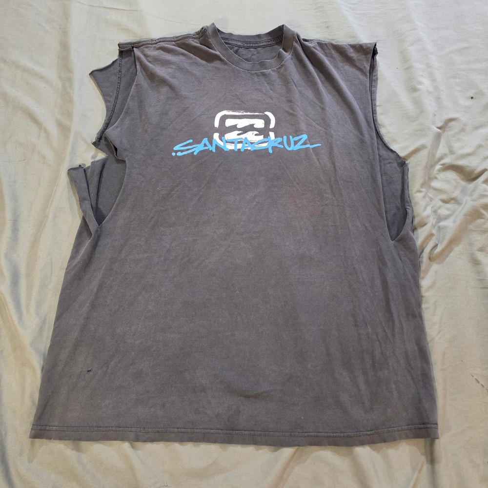 Santa Cruz Billabong Vintage Y2K Graphic Tank Top Sleeveless Surf Shirt Gray XL